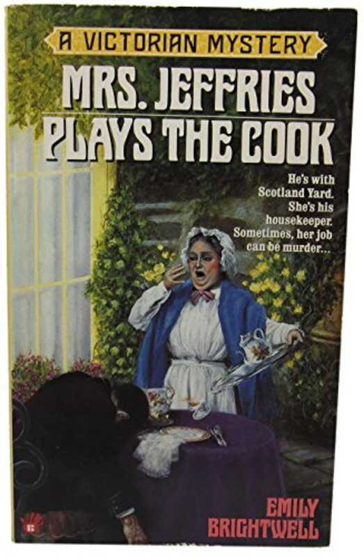 Book cover for "Mrs. Jeffries Plays the Cook" by Emily Brightwell
