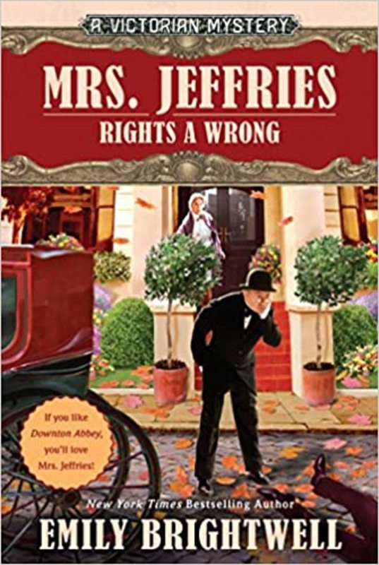 Book cover for "Mrs. Jeffries Rights a Wrong" by Emily Brightwell