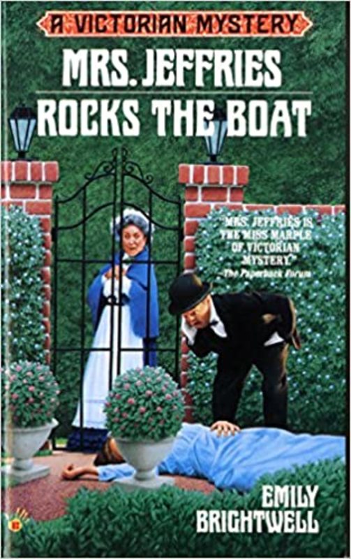 Book cover for "Mrs. Jeffries Rocks the Boat" by Emily Brightwell