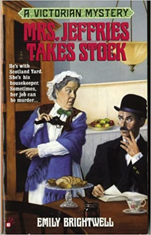 Book cover for "Mrs. Jeffries Takes Stock" by Emily Brightwell