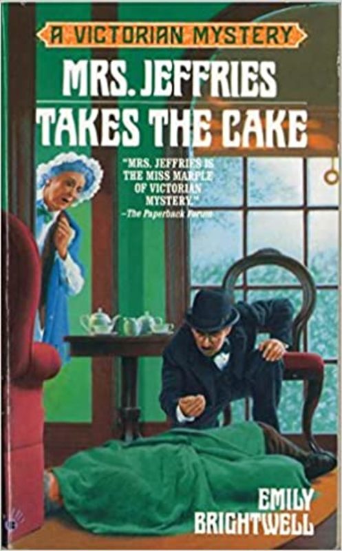 Book cover for "Mrs. Jeffries Takes the Cake" by Emily Brightwell
