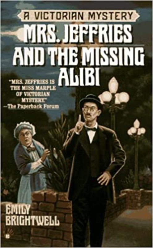 Book cover for "Mrs. Jeffries and the Missing Alibi" by Emily Brightwell