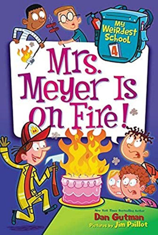 Book cover for "Mrs. Meyer Is on Fire!" by Dan Gutman