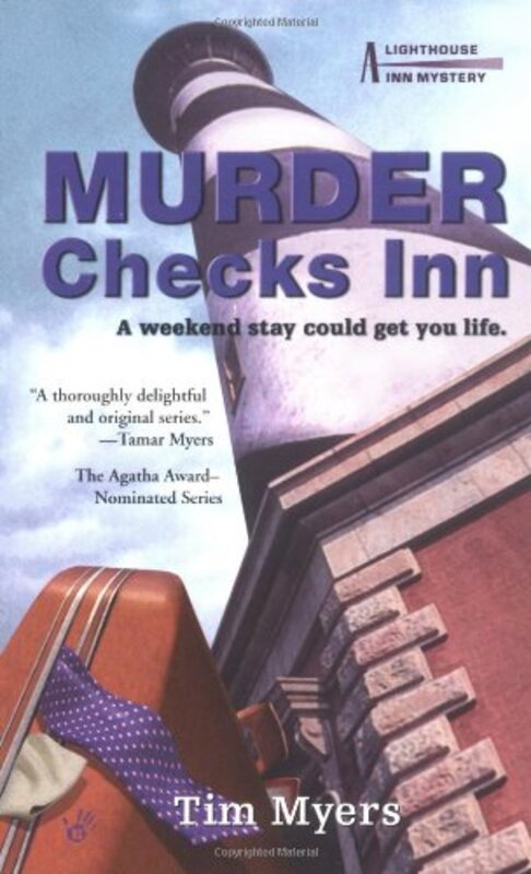 Book cover for "Murder Checks Inn" by Tim Myers