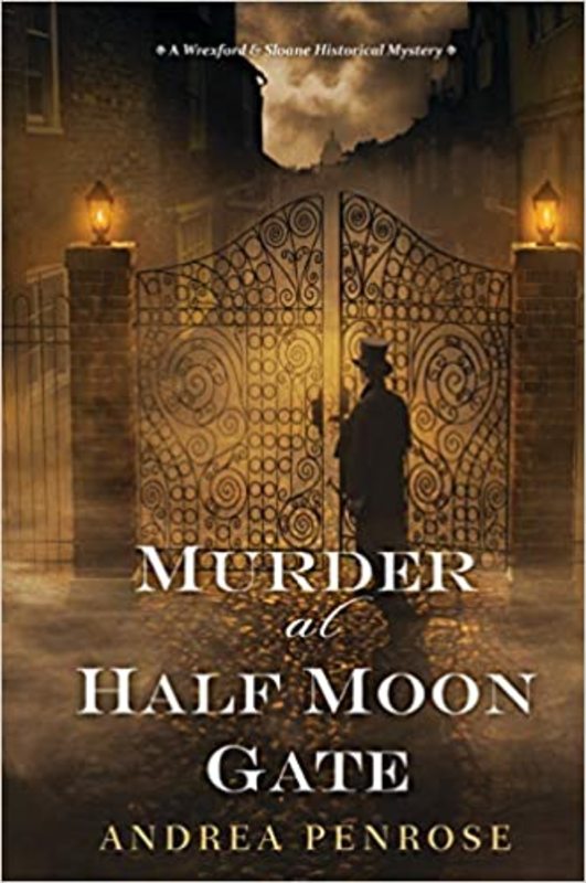 Book cover for "Murder at Half Moon Gate" by Andrea Penrose