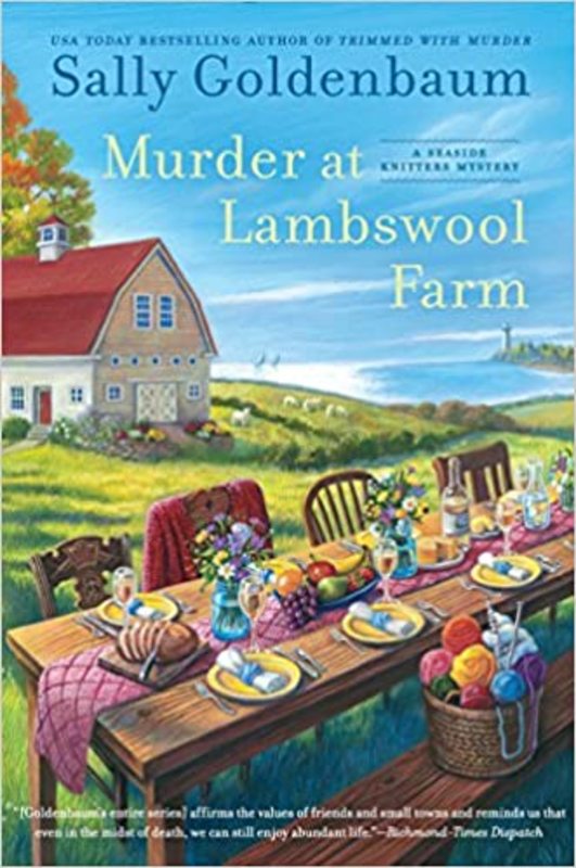 Book cover for "Murder at Lambswool Farm" by Sally Goldenbaum