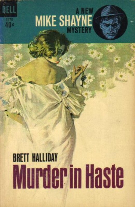 Book cover for "Murder in Haste" by Brett Halliday
