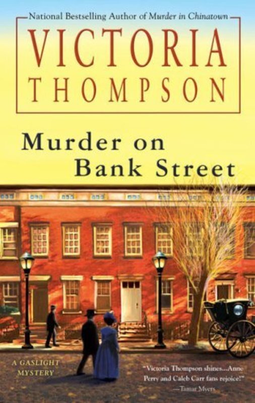 Book cover for "Murder on Bank Street" by Victoria Thompson