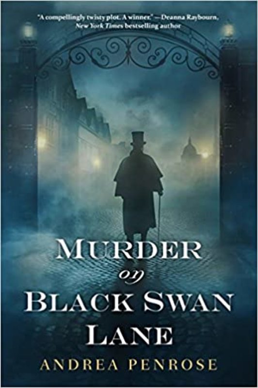 Book cover for "Murder on Black Swan Lane" by Andrea Penrose