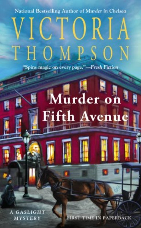 Book cover for "Murder on Fifth Avenue" by Victoria Thompson
