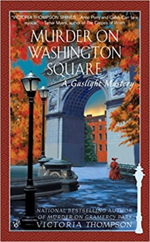 Book cover for "Murder on Washington Square" by Victoria Thompson