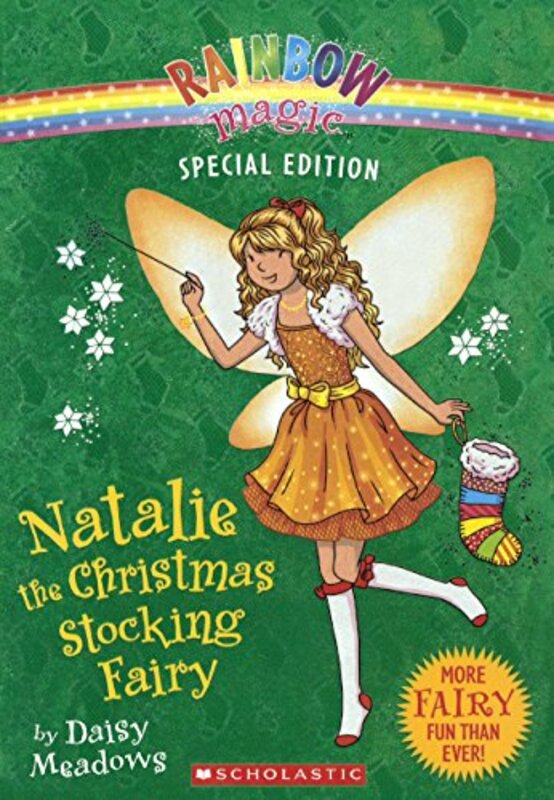 Book cover for "Natalie the Christmas Stocking Fairy" by Daisy Meadows