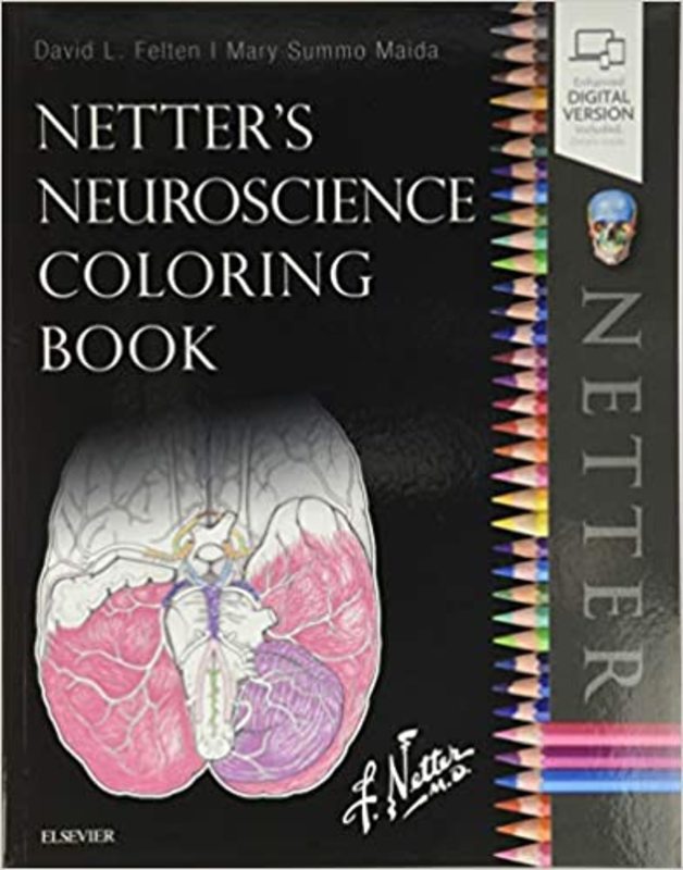 Book cover for "Netter's Neuroscience Coloring Book" by David L. Felten MD PhD