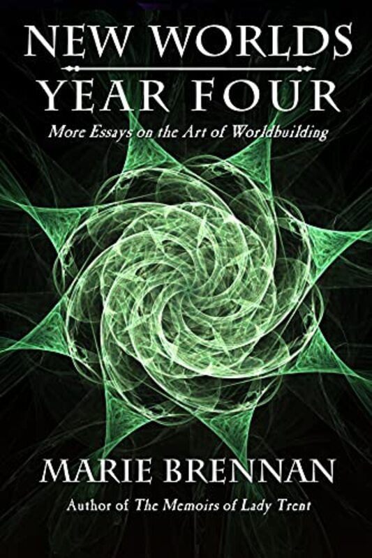 Book cover for "New Worlds, Year Four" by Marie Brennan