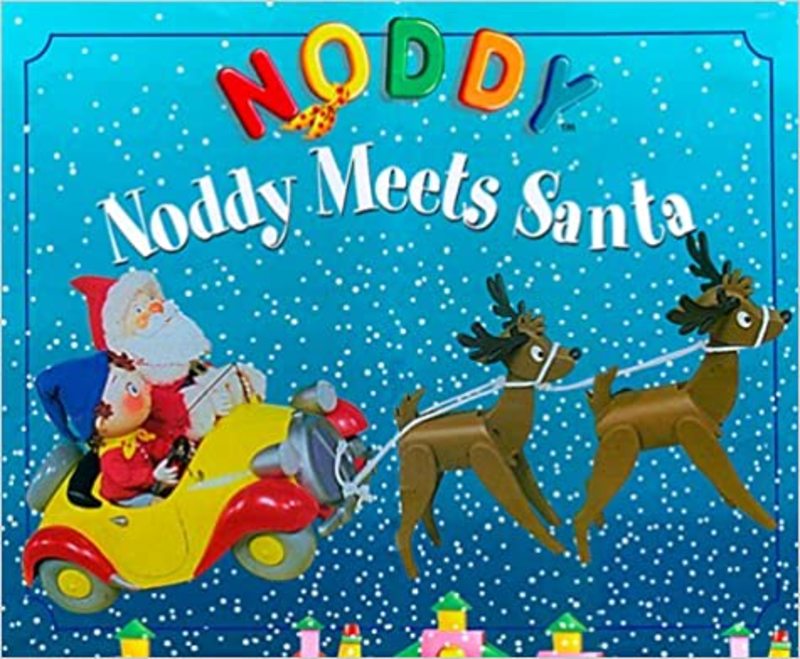 Book cover for "Noddy Meets Santa" by Enid Blyton