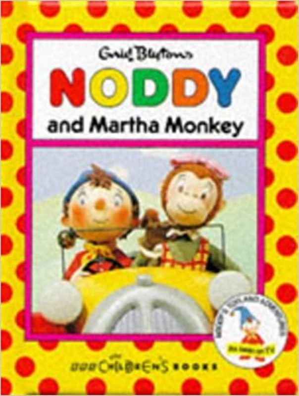 Book cover for "Noddy and Martha Monkey" by Enid Blyton