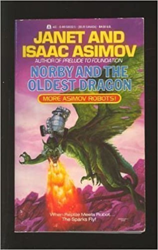 Book cover for "Norby and the Oldest Dragon" by Isaac Asimov