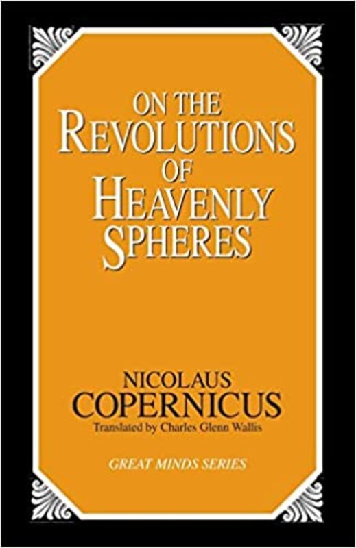 Book cover for "On the Revolutions of Heavenly Spheres" by Nicolaus Copernicus