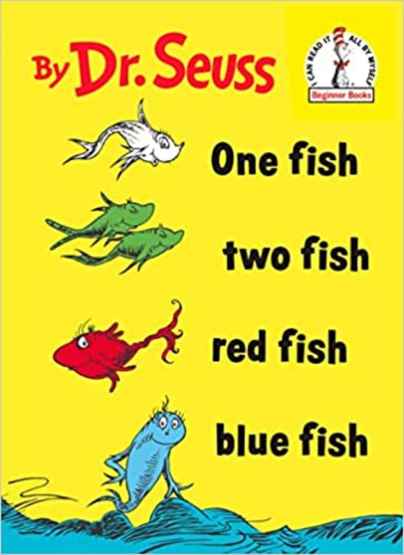 Book cover for "One Fish, Two Fish, Red Fish, Blue Fish" by Dr. Seuss