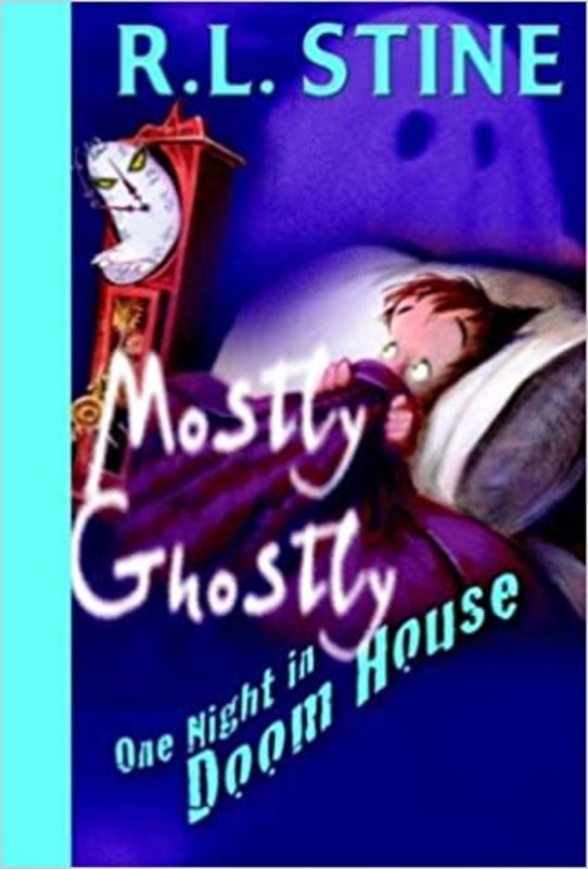 Book cover for "One Night in Doom House" by R.L. Stine