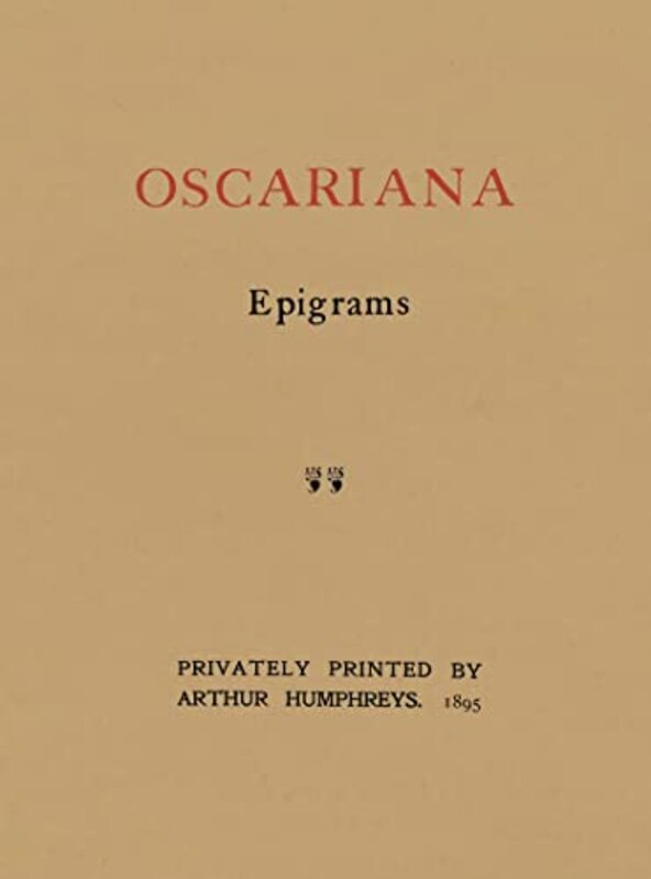 Book cover for "Oscariana" by Oscar Wilde