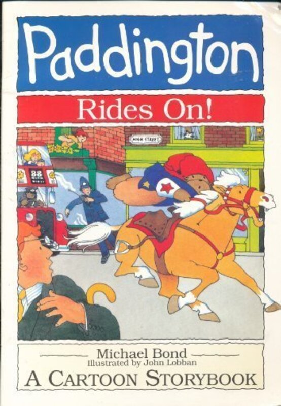 Book cover for "Paddington Rides On!" by Michael Bond