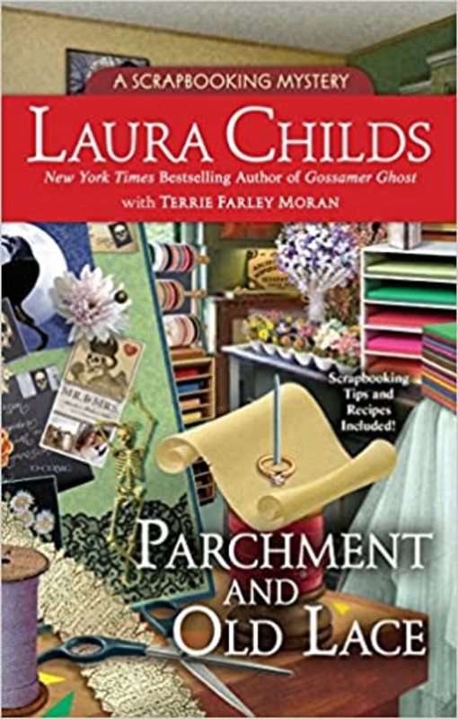 Book cover for "Parchment and Old Lace" by Laura Childs