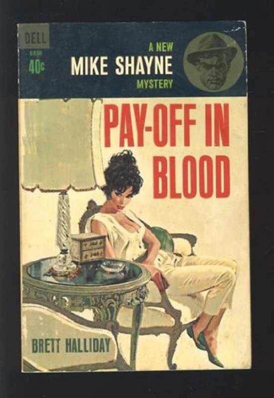 Book cover for "Pay-Off in Blood" by Brett Halliday