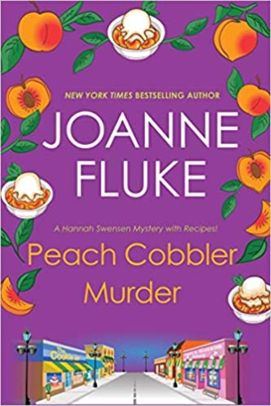 Book cover for "Peach Cobbler Murder" by Joanne Fluke