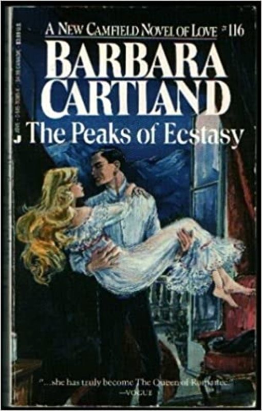 Book cover for "Peaks of Ecstasy" by Barbara Cartland