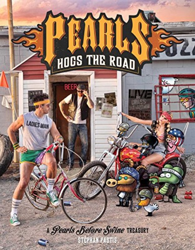 Book cover for "Pearls Hogs the Road" by Stephan Pastis