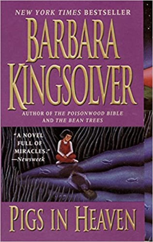 Book cover for "Pigs in Heaven" by Barbara Kingsolver