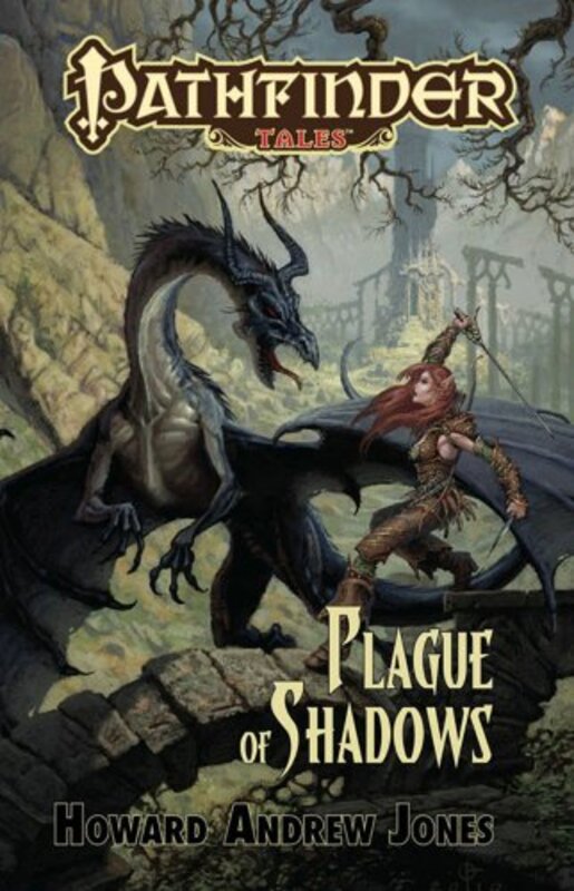 Book cover for "Plague of Shadows" by Howard Andrew Jones
