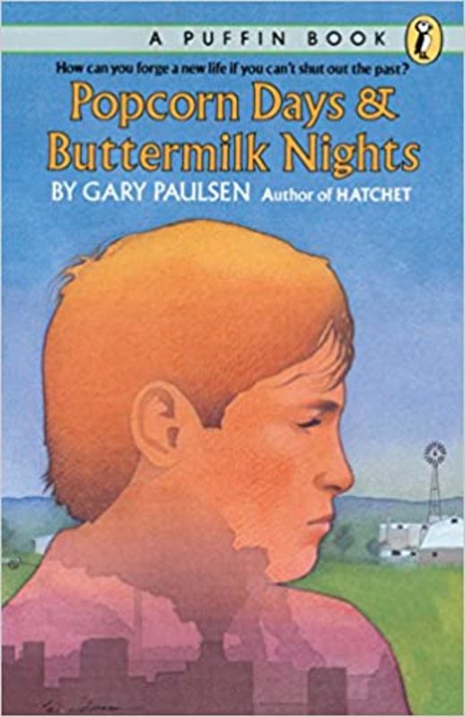 Book cover for "Popcorn Days and Buttermilk Nights" by Gary Paulsen