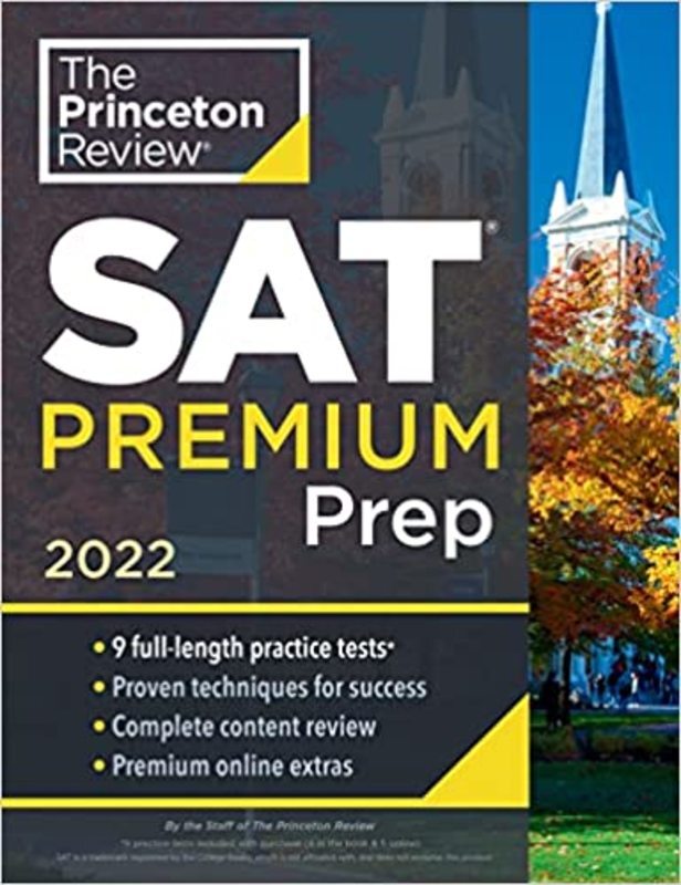 Book cover for "Princeton Review SAT Premium Prep, 2022" by The Princeton Review