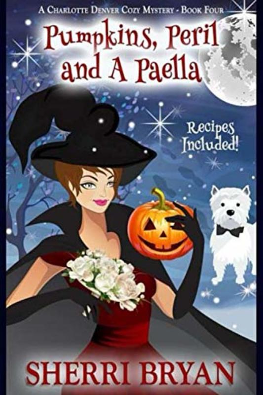 Book cover for "Pumpkins, Peril and a Paella" by Sherri Bryan