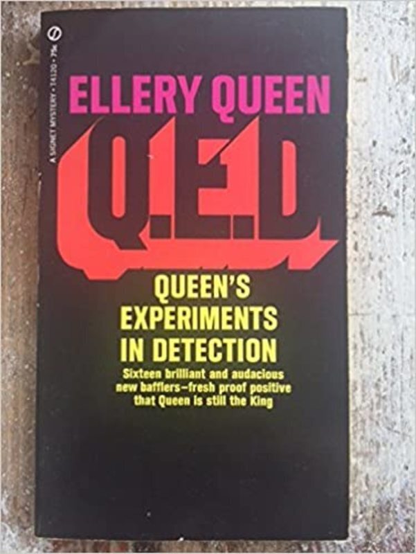 Book cover for "Q.E.D. Queen's Experiments in Detection" by Ellery Queen