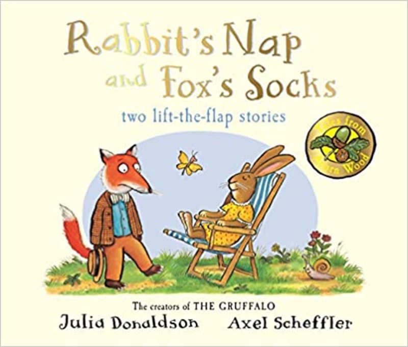 Book cover for "Rabbit's Nap and Fox's Socks" by Julia Donaldson