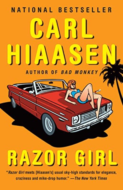 Book cover for "Razor Girl" by Carl Hiaasen