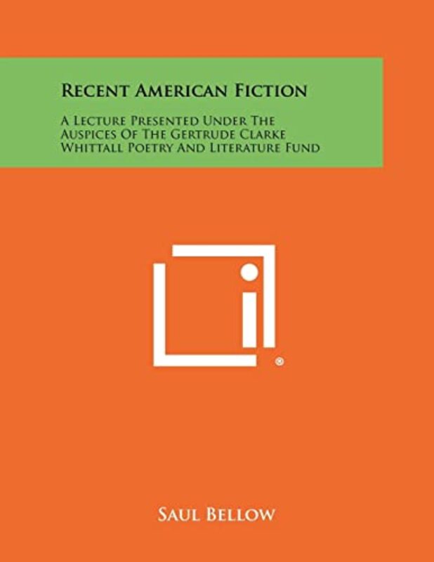 Book cover for "Recent American Fiction" by Saul Bellow