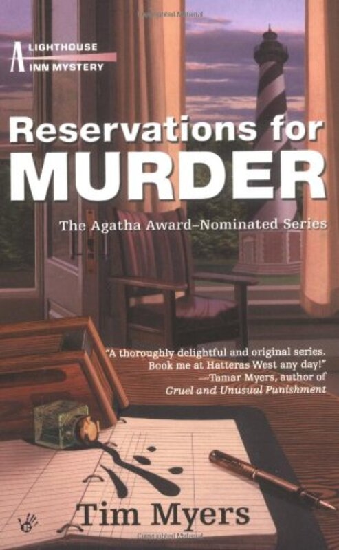 Book cover for "Reservations for Murder" by Tim Myers