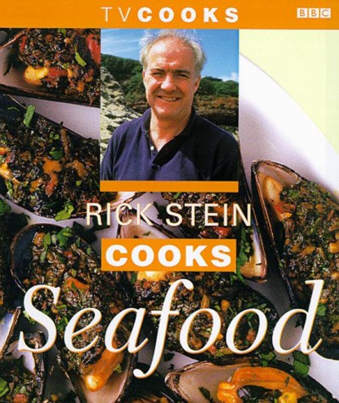 Book cover for "Rick Stein Cooks Seafood" by Rick Stein