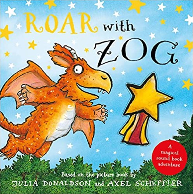 Book cover for "Roar with Zog" by Julia Donaldson