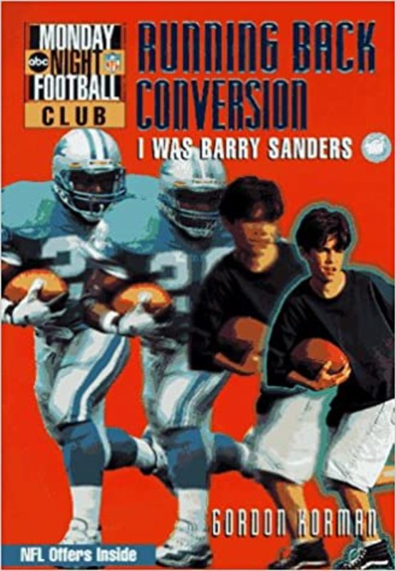 Book cover for "Running Back Conversion: I Was Barry Sanders" by Gordon Korman