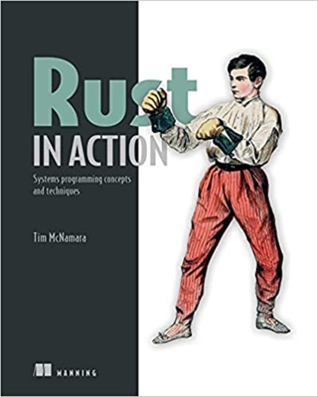 Book cover for "Rust in Action" by Tim McNamara