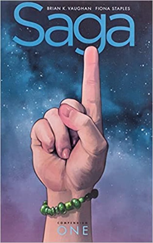 Book cover for "Saga" by Brian K Vaughan