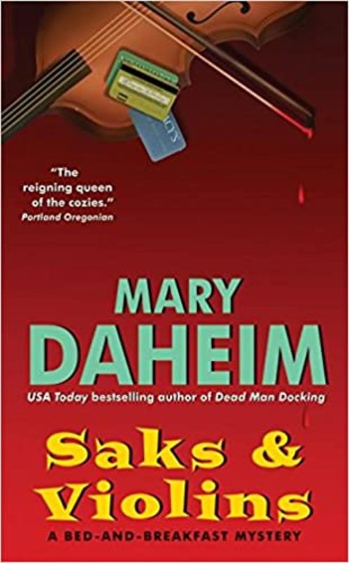 Book cover for "Saks and Violins" by Mary Daheim