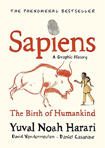 Book cover for "Sapiens, Volume 1: The Birth of Humankind" by Yuval Noah Harari