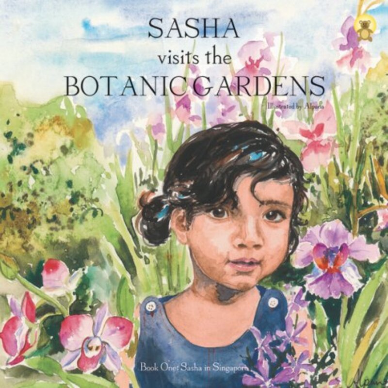 Book cover for "Sasha Visits the Botanic Gardens" by Shamini Flint