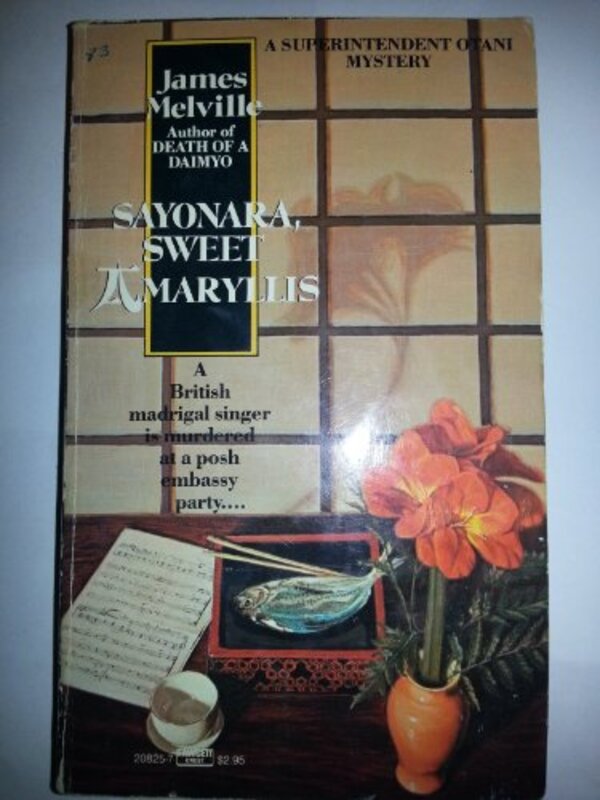 Book cover for "Sayonara, Sweet Amaryllis" by James Melville